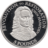 2010 SILVER PROOF FIVE POUND REVOLUTION TO RESTORATION JOHN HAMPDEN REF 14 - SILVER PROOF COMMEMORATIVE - Cambridgeshire Coins