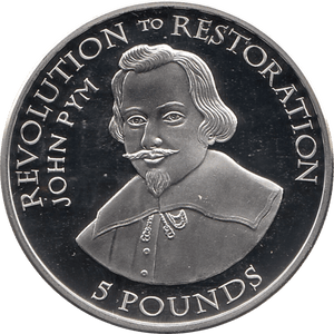 2010 SILVER PROOF FIVE POUND REVOLUTION TO RESTORATION JOHN PYM REF 21 - SILVER PROOF COMMEMORATIVE - Cambridgeshire Coins