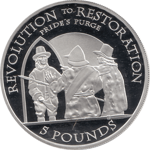 2010 SILVER PROOF FIVE POUND REVOLUTION TO RESTORATION NEW PRIDES PURGE REF 6 - SILVER PROOF COMMEMORATIVE - Cambridgeshire Coins