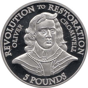 2010 SILVER PROOF FIVE POUND REVOLUTION TO RESTORATION OLIVER CROMWELL REF 23 - SILVER PROOF COMMEMORATIVE - Cambridgeshire Coins