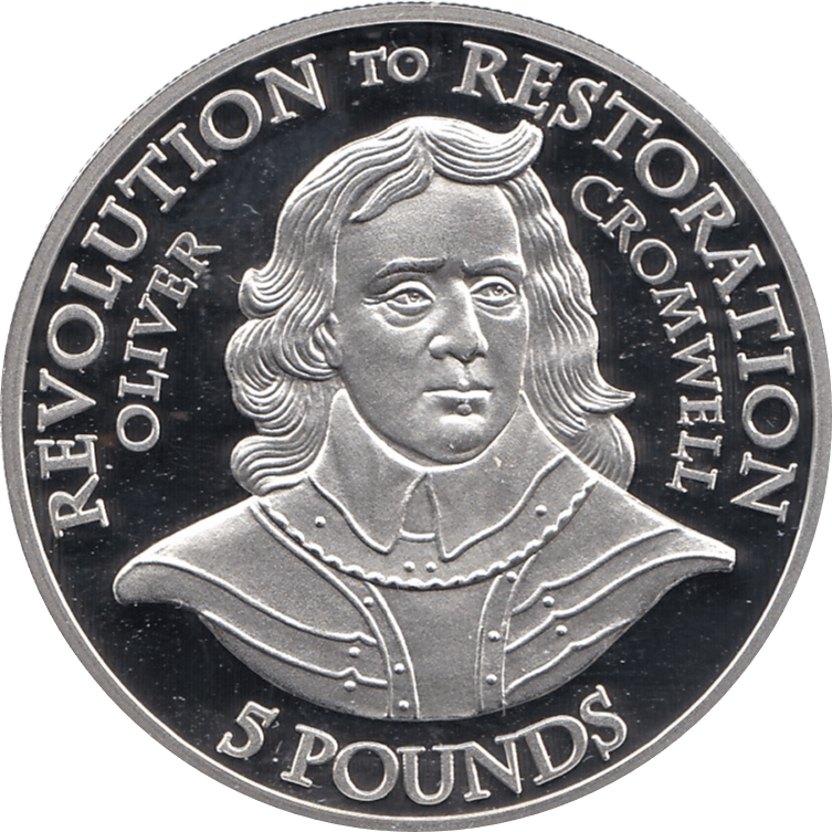 2010 SILVER PROOF FIVE POUND REVOLUTION TO RESTORATION OLIVER CROMWELL REF 23 - SILVER PROOF COMMEMORATIVE - Cambridgeshire Coins