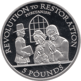 2010 SILVER PROOF FIVE POUND REVOLUTION TO RESTORATION PURITANISM REF 1 - SILVER PROOF COMMEMORATIVE - Cambridgeshire Coins