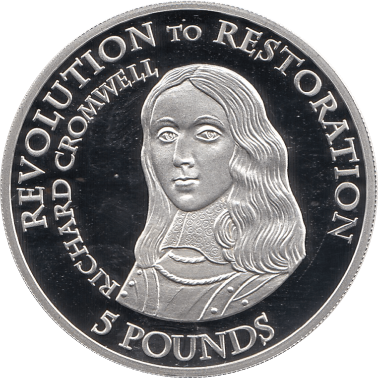 2010 SILVER PROOF FIVE POUND REVOLUTION TO RESTORATION RICHARD CROMWELL REF 18 - SILVER PROOF COMMEMORATIVE - Cambridgeshire Coins
