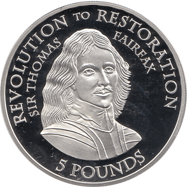 2010 SILVER PROOF FIVE POUND REVOLUTION TO RESTORATION THOMAS FAIRFAX REF 22 - SILVER PROOF COMMEMORATIVE - Cambridgeshire Coins