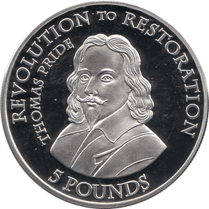 2010 SILVER PROOF FIVE POUND REVOLUTION TO RESTORATION THOMAS PRIDE REF 19 - SILVER PROOF COMMEMORATIVE - Cambridgeshire Coins