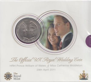 2011 Brilliant Uncirculated £5 Coin Presentation Pack Prince William and Catherine Royal Wedding - £5 BU PACK - Cambridgeshire Coins