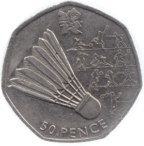 2011 CIRCULATED LONDON OLYMPIC 2012 50p BADMINTON - 50p Circulated Olympic - Cambridgeshire Coins