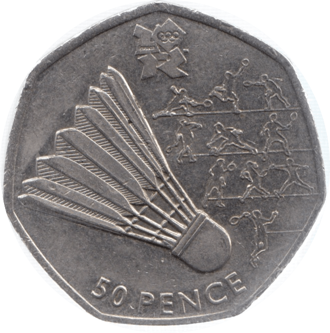 2011 CIRCULATED LONDON OLYMPIC 2012 50p BADMINTON - 50p Circulated Olympic - Cambridgeshire Coins