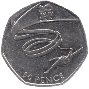 2011 CIRCULATED LONDON OLYMPIC 2012 50p GYMNASTICS - 50p Circulated Olympic - Cambridgeshire Coins