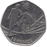 2011 CIRCULATED LONDON OLYMPIC 2012 50p TRIATHLON - 50p Circulated Olympic - Cambridgeshire Coins