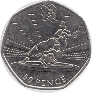 2011 CIRCULATED LONDON OLYMPIC 2012 50p WRESTLING - 50p Circulated Olympic - Cambridgeshire Coins