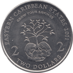 2011 EAST CARIBBEAN STATES TWO DOLLARS - WORLD COINS - Cambridgeshire Coins