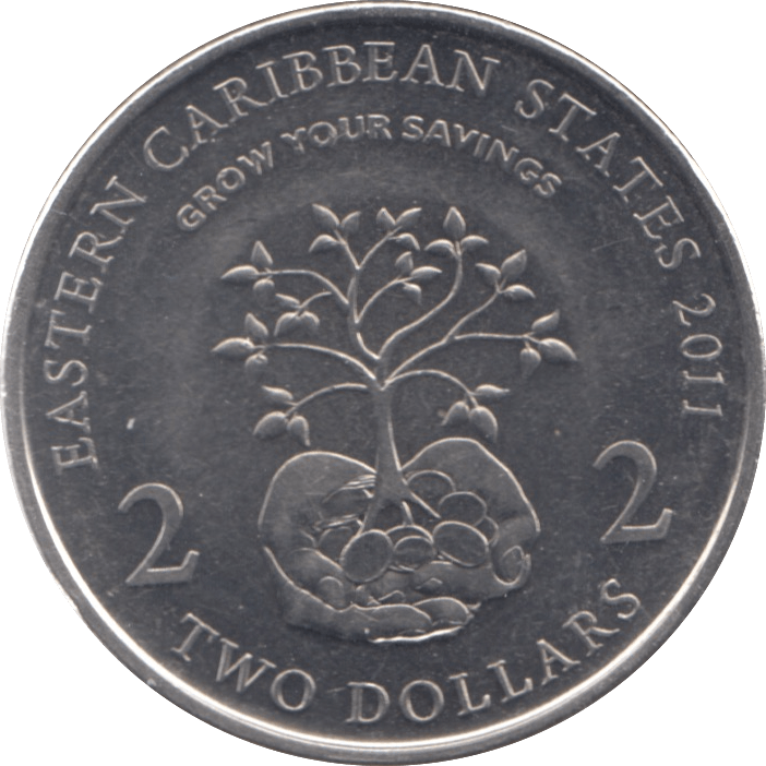 2011 EAST CARIBBEAN STATES TWO DOLLARS - WORLD COINS - Cambridgeshire Coins
