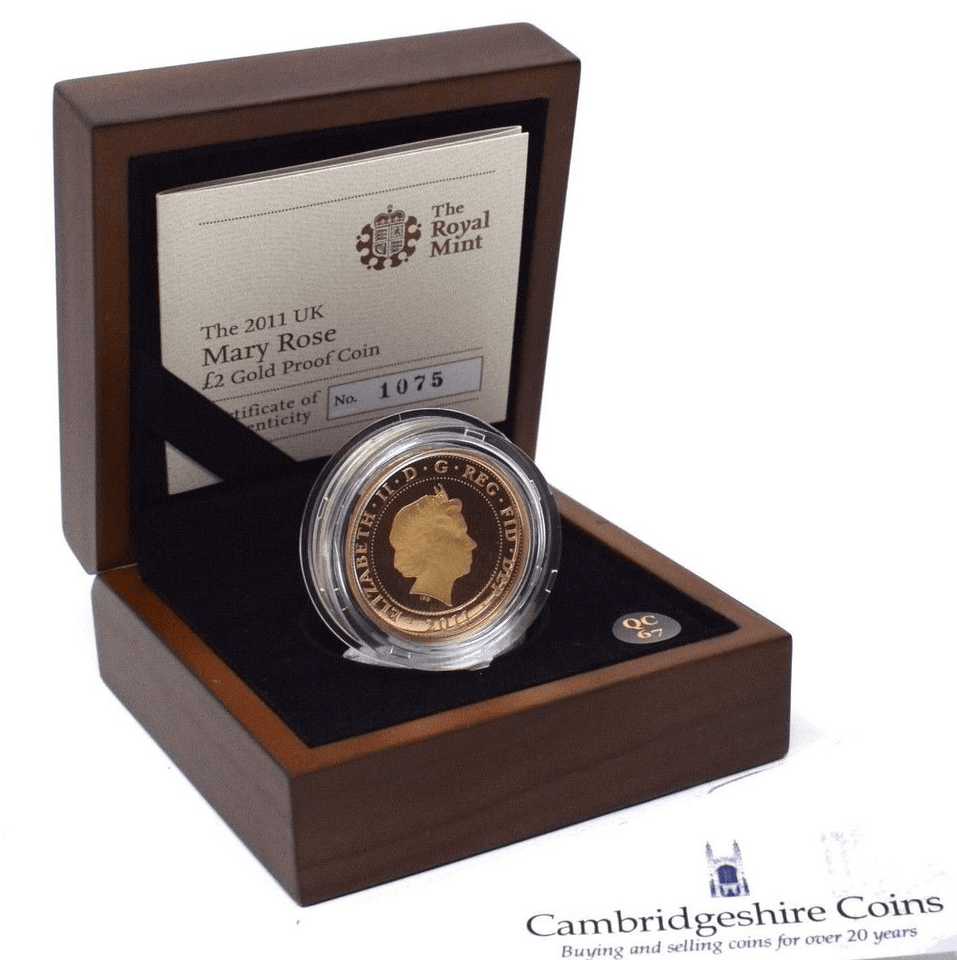 2011 Gold Proof £2 Two Pound Mary Rose Coin BOX + COA Bullion Double Sovereign - Gold Proof £2 - Cambridgeshire Coins