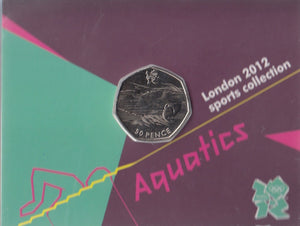 2011 Royal Mint London 2012 Olympic 50p Sports Collection Pack BU Album Aquatics - 50p Olympic BU Pack - Cambridgeshire Coins