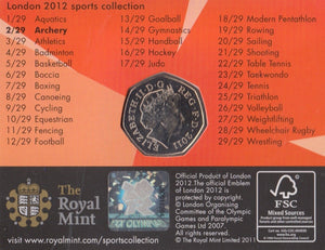 2011 Royal Mint London 2012 Olympic 50p Sports Collection Pack BU Album Archery - 50p Olympic BU Pack - Cambridgeshire Coins