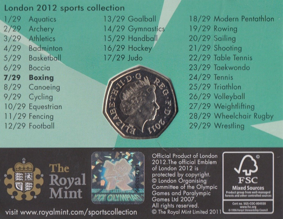 2011 Royal Mint London 2012 Olympic 50p Sports Collection Pack BU Album Boxing - 50p Olympic BU Pack - Cambridgeshire Coins