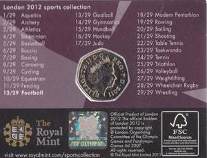 2011 Royal Mint London 2012 Olympic 50p Sports Collection Pack BU Album Football - 50p Olympic BU Pack - Cambridgeshire Coins