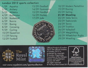 2011 Royal Mint London 2012 Olympic 50p Sports Collection Pack BU Album Shooting - 50p Olympic BU Pack - Cambridgeshire Coins