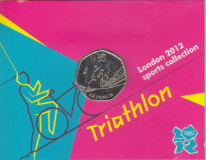 2011 Royal Mint London 2012 Olympic 50p Sports Collection Pack BU Album Triathlon - 50p Olympic BU Pack - Cambridgeshire Coins