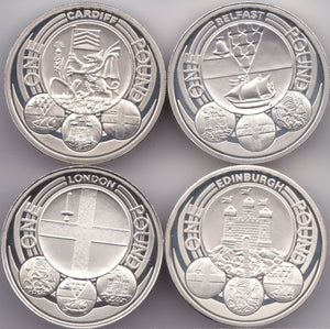 2011 Silver Proof £1 One Pound Piedfort Capital Cities COIN Set Edinburgh London - Silver Proof Piedfort - Cambridgeshire Coins