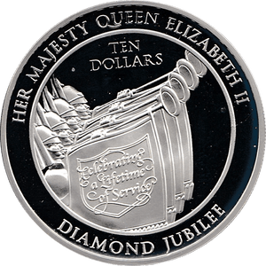 2012 LIFETIME OF SERVICE SILVER PROOF COMMEMORATIVE MEDALLION DIAMOND JUBILEE 10 DOLLARS REF 3 - SILVER PROOF COMMEMORATIVE - Cambridgeshire Coins