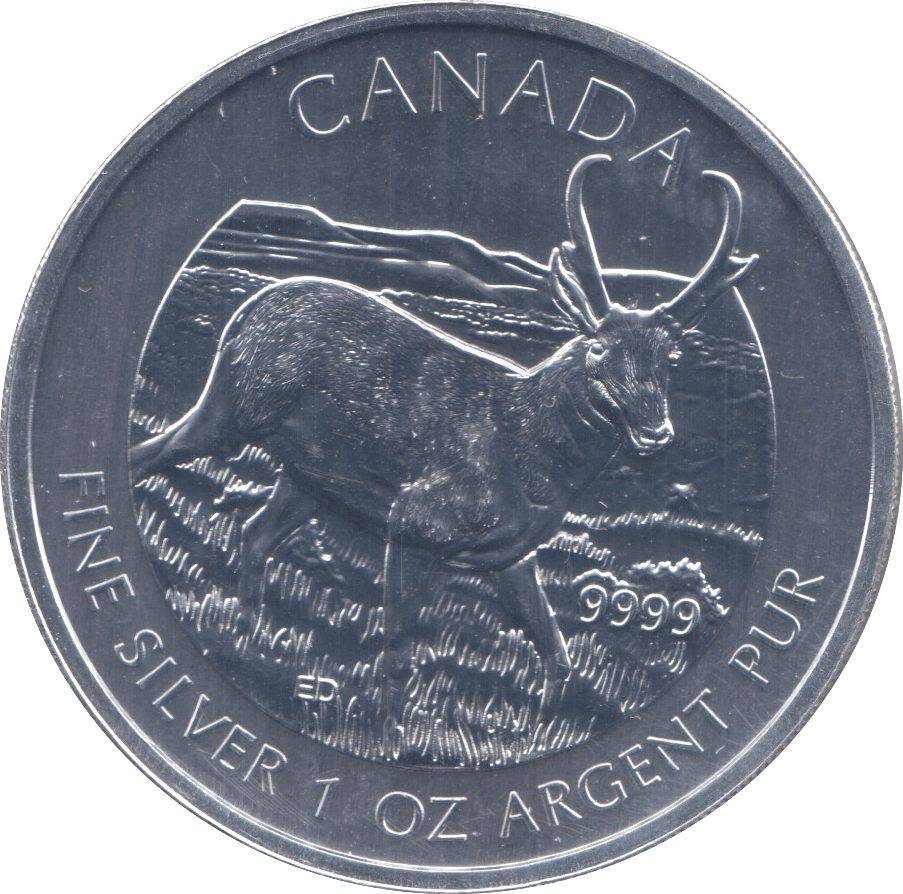 2013 5 DOLLAR PRONGHORN ANTELOPE FINE 1OZ SILVER - SILVER WORLD COINS - Cambridgeshire Coins