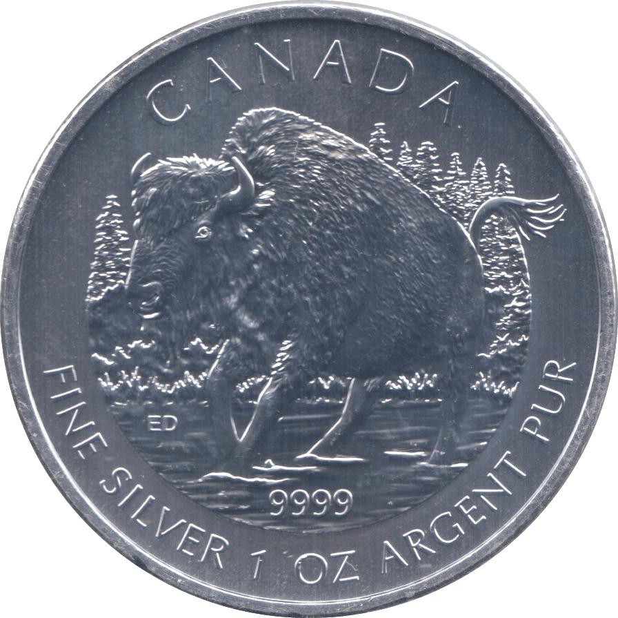 2013 5 DOLLAR WOOD BISON FINE 1OZ SILVER - SILVER WORLD COINS - Cambridgeshire Coins