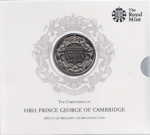 2013 Brilliant Uncirculated £5 Coin Presentation Pack Prince George Christening - £5 BU PACK - Cambridgeshire Coins