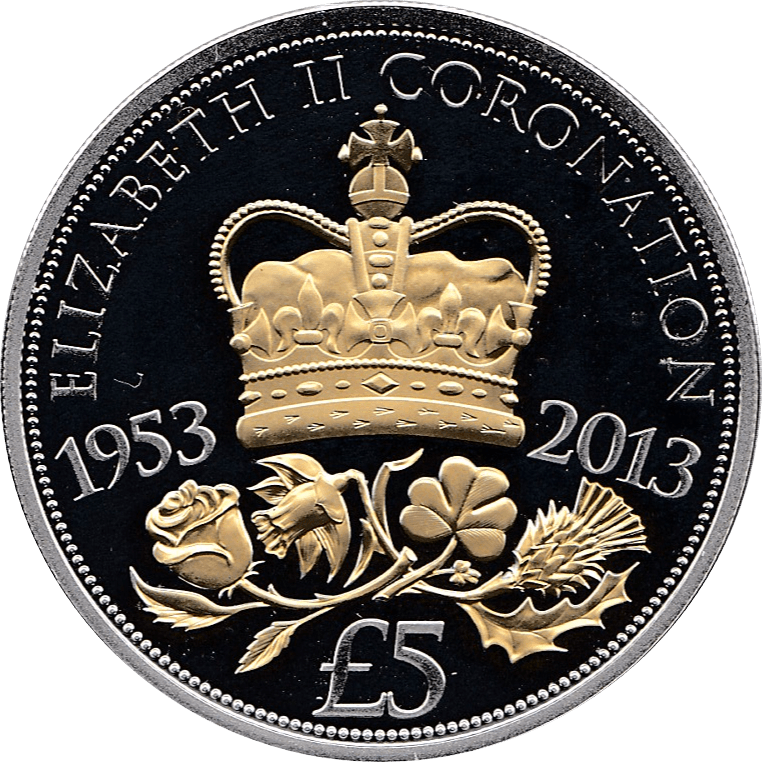 2013 LIFETIME OF SERVICE GOLD PLATED SILVER PROOF COMMEMORATIVE MEDALLION CORONATION ANNIVERSARY 5 POUNDS REF 14 - SILVER PROOF COMMEMORATIVE - Cambridgeshire Coins