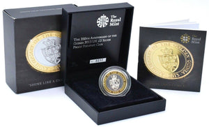2013 Silver Proof £2 Piedfort Coin Guinea Anniversary Royal Mint Coin BOX + COA - Silver Proof Piedfort - Cambridgeshire Coins