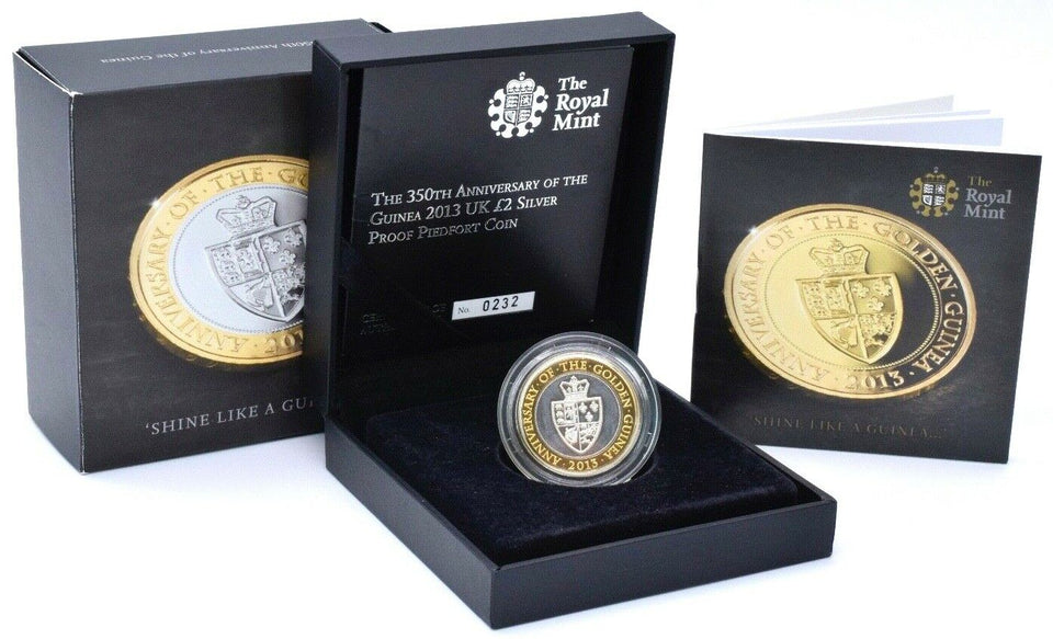 2013 Silver Proof £2 Piedfort Coin Guinea Anniversary Royal Mint Coin BOX + COA - Silver Proof Piedfort - Cambridgeshire Coins