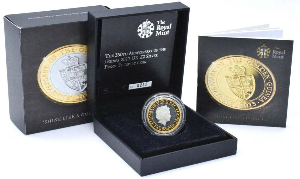 2013 Silver Proof £2 Piedfort Coin Guinea Anniversary Royal Mint Coin BOX + COA - Silver Proof Piedfort - Cambridgeshire Coins