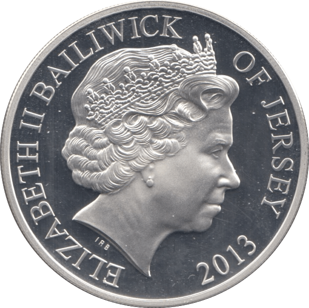 2013 SILVER PROOF 5 POUNDS JERSEY - WORLD SILVER COINS - Cambridgeshire Coins