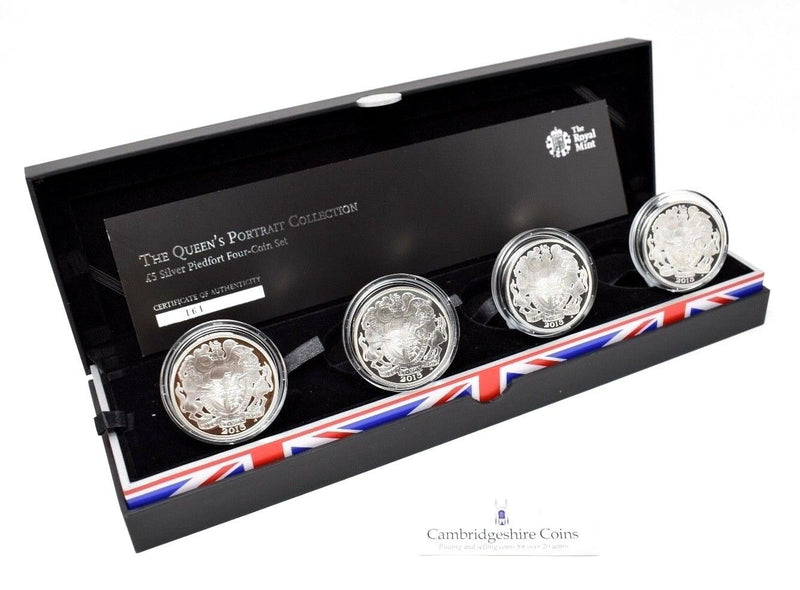 2013 Silver Proof Piedfort Queens Portrait £5 4 Coin Collection