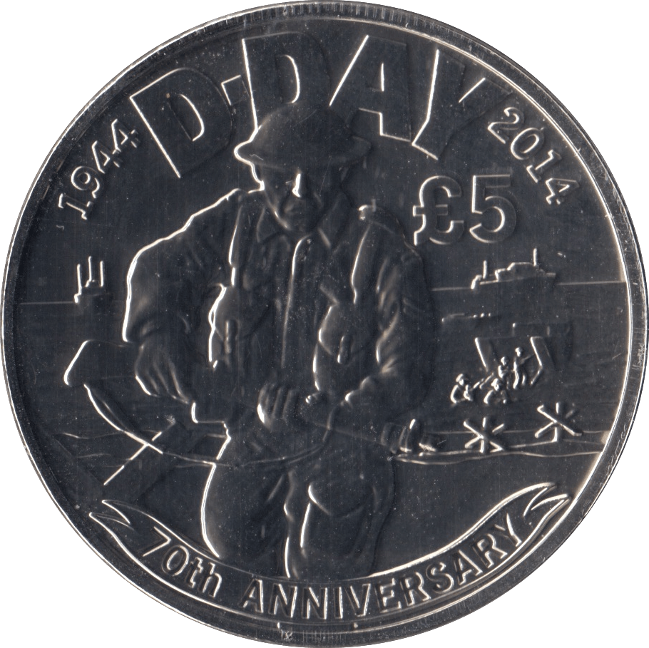 2014 5 POUNDS 70TH ANNIVERSARY D DAY BAILIWICK OF JERSEY - WORLD COINS - Cambridgeshire Coins