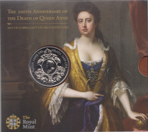2014 Brilliant Uncirculated £5 Coin Presentation Pack 300th Anniversary Of The Death Of Queen Anne - £5 BU PACK - Cambridgeshire Coins