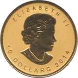 2014 GOLD 1/4 OUNCE PROOF MAPLE LEAF CANADA - Gold World Coins - Cambridgeshire Coins