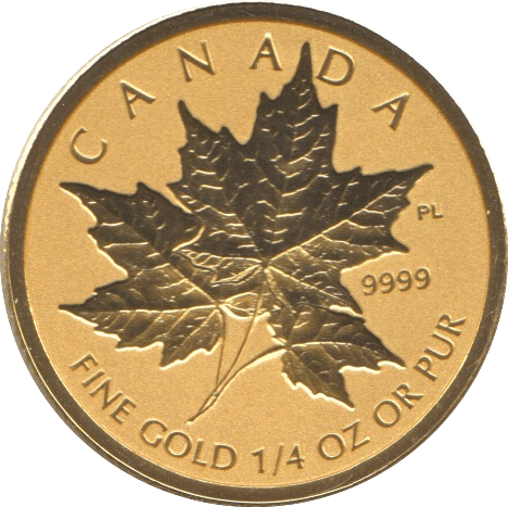 2014 GOLD 1/4 OUNCE PROOF MAPLE LEAF CANADA - Gold World Coins - Cambridgeshire Coins