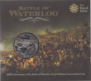 2015 Brilliant Uncirculated £5 Coin Presentation Pack 200th Anniversary Of The Battle Of Waterloo - £5 BU PACK - Cambridgeshire Coins