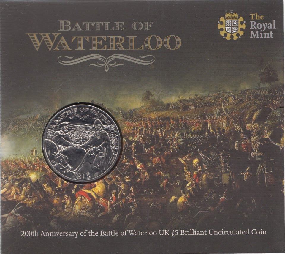 2015 Brilliant Uncirculated £5 Coin Presentation Pack 200th Anniversary Of The Battle Of Waterloo - £5 BU PACK - Cambridgeshire Coins