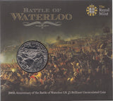 2015 Brilliant Uncirculated £5 Coin Presentation Pack 200th Anniversary Of The Battle Of Waterloo - £5 BU PACK - Cambridgeshire Coins