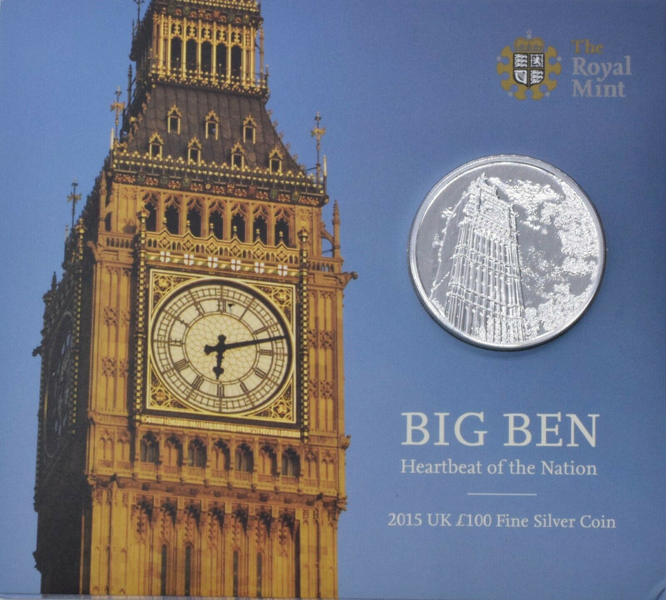 2015 Brilliant Uncirculated .999 Silver £100 Big Ben Coin Pack sealed - Cambridgeshire Coins