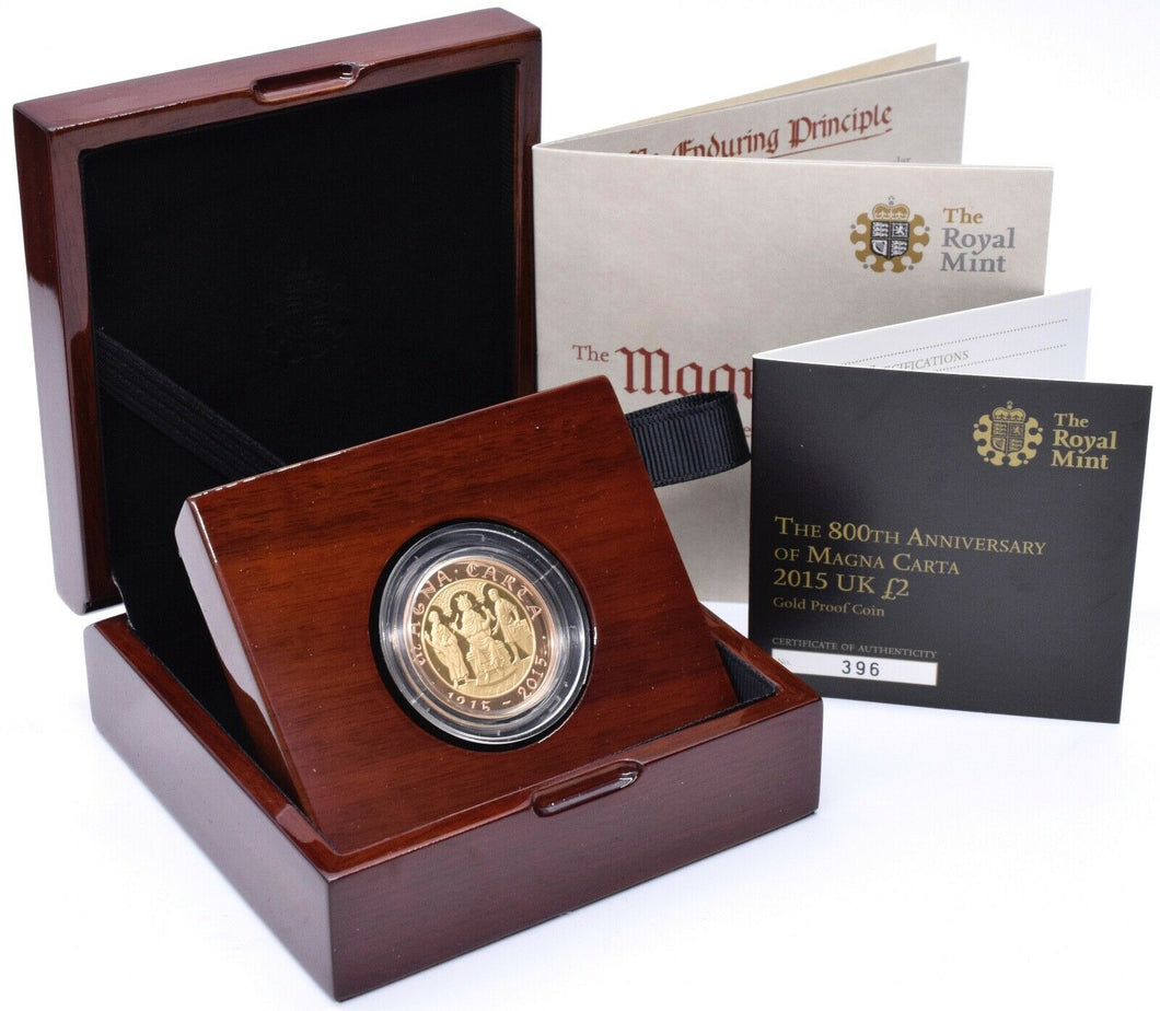 2015 Gold Proof £2 800th Anniversary Magna Carta Coin Box COA Limited to 400 - Gold Proof £2 - Cambridgeshire Coins