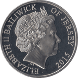 2015 PROOF JERSEY COMMEMORATIVE CHURCHILL COIN FIVE POUNDS - SILVER WORLD COINS - Cambridgeshire Coins