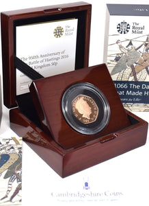 2016 22 Carat Gold Proof 1066 Battle of Hastings 50p Fifty Pence Coin BOX + COA - Gold Proof 50p - Cambridgeshire Coins