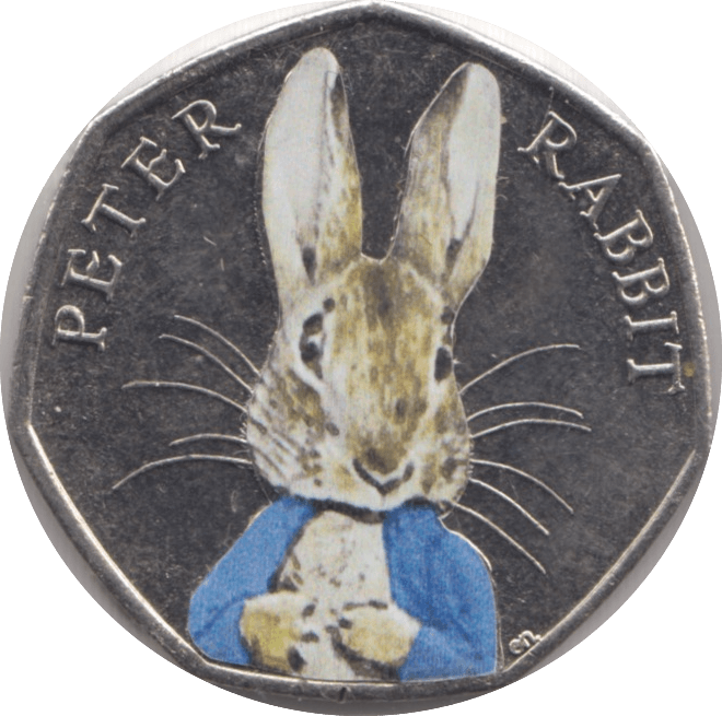 2016 50p PETER RABBIT COLOURED CIRCULATED BEATRIX COIN BEATRIX POTTER ...