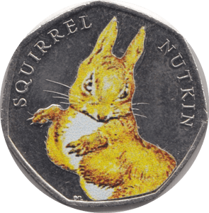 2016 50p SQUIRREL NUTKIN COLOURED CIRCULATED BEATRIX COIN - BEATRIX POTTER - Cambridgeshire Coins