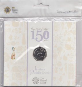 2016 BRILLIANT UNCIRCULATED 50P COIN BEATRIX POTTER JEMIMA PUDDLEDUCK PACK SEALED - 50p BU Pack - Cambridgeshire Coins