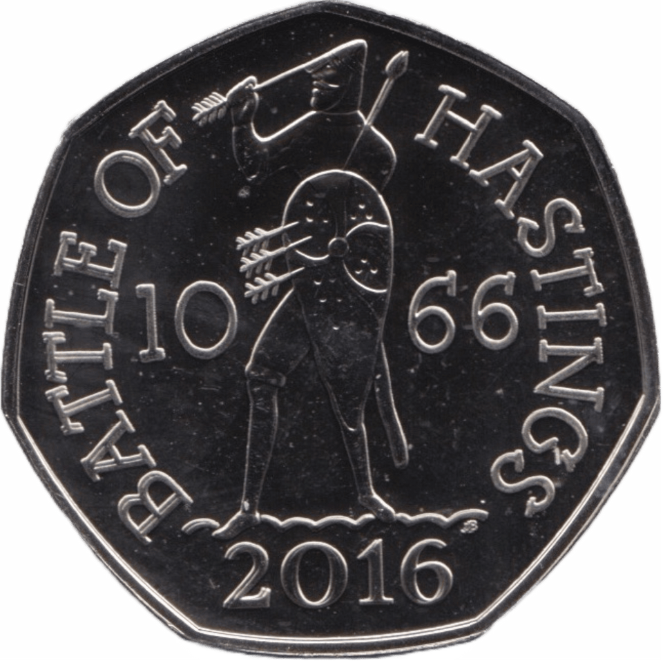 2016 FIFTY PENCE 50P BRILLIANT UNCIRCULATED BATTLE OF HASTINGS BU - 50p BU - Cambridgeshire Coins